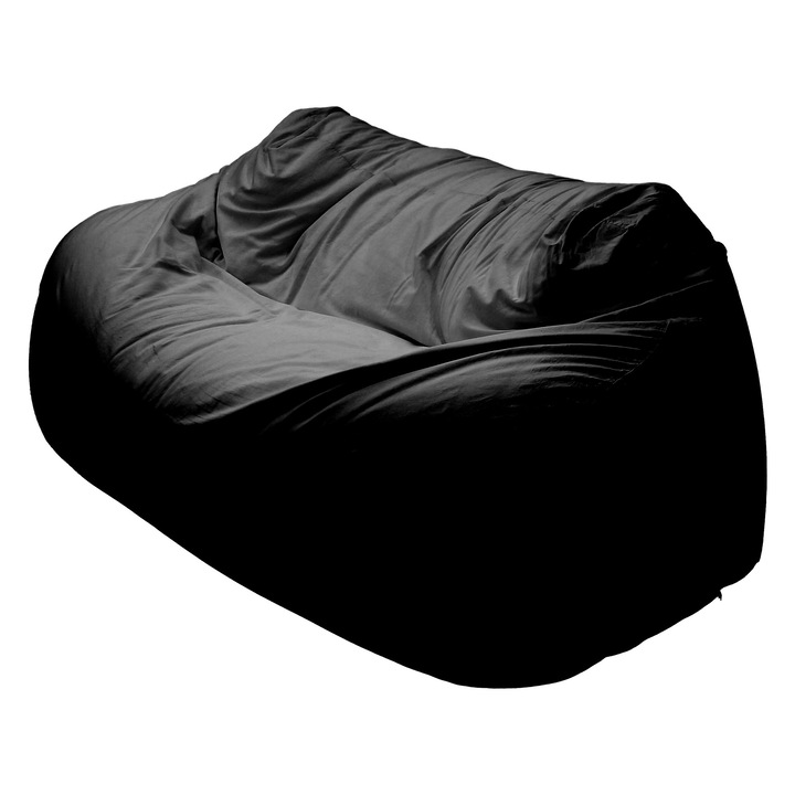 ZigZag Babzsák kanapé 3 személyes Puma bútorszövet, levehető, mosható huzat, polisztirol gyöngy töltet, fekete