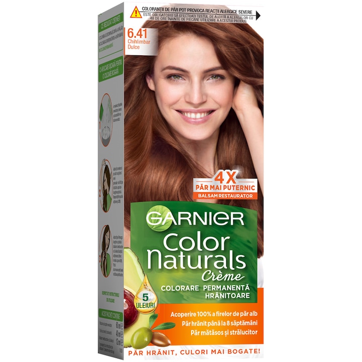 Боя за коса с амоняк Garnier Color Naturals 6.41, Сладък кехлибар