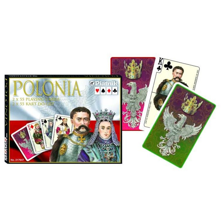 Настолни игри Piatnik, Karty Polonia, комплект от 2 тестета, Orlovi Piastowscy, 10x15 см