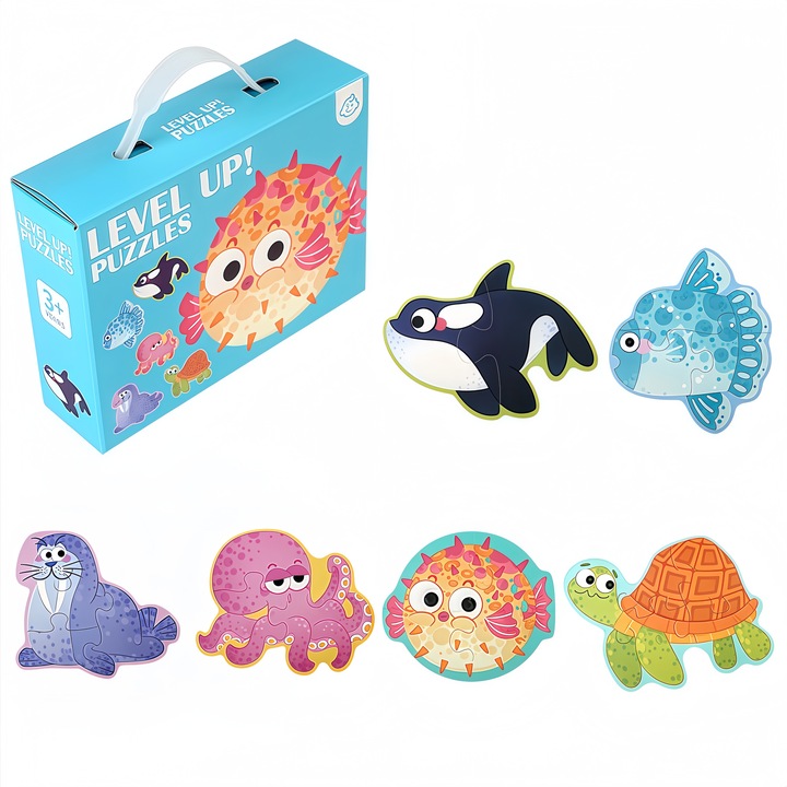 Образователен пъзел 6 в 1, подводни изследователи, многокомпонентен дизайн, многоцветен, за 3-6 години, комплект с чанта за съхранение