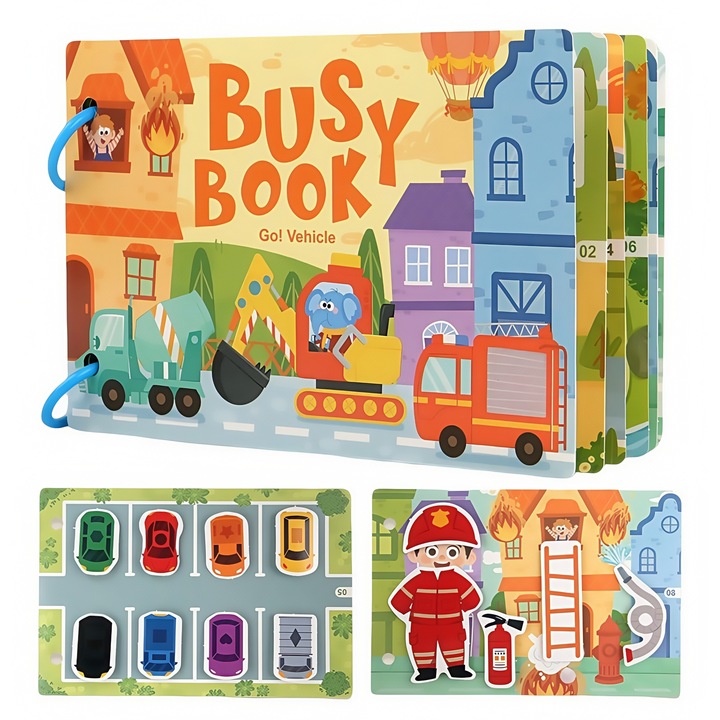 Образователна книжка със задачи за деца, тема транспорт, учебни игри, 3-6 години, многоцветен комплект