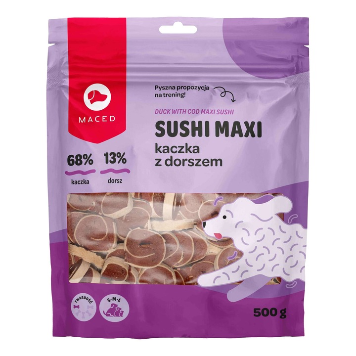 Sushi maxi pentru caini cu rata si cod, 500g