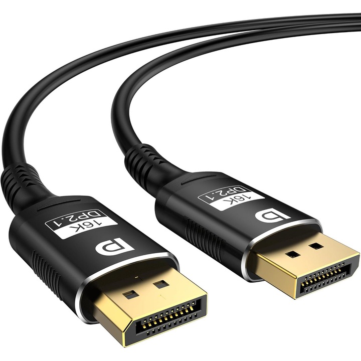 DisplayPort 2.1 kábel 16K, PsAyl®, 16K 30Hz, 10K 60Hz, 8K 120Hz, 4K 240Hz apa-apa, HDR 80Gbps, 3 m, fekete