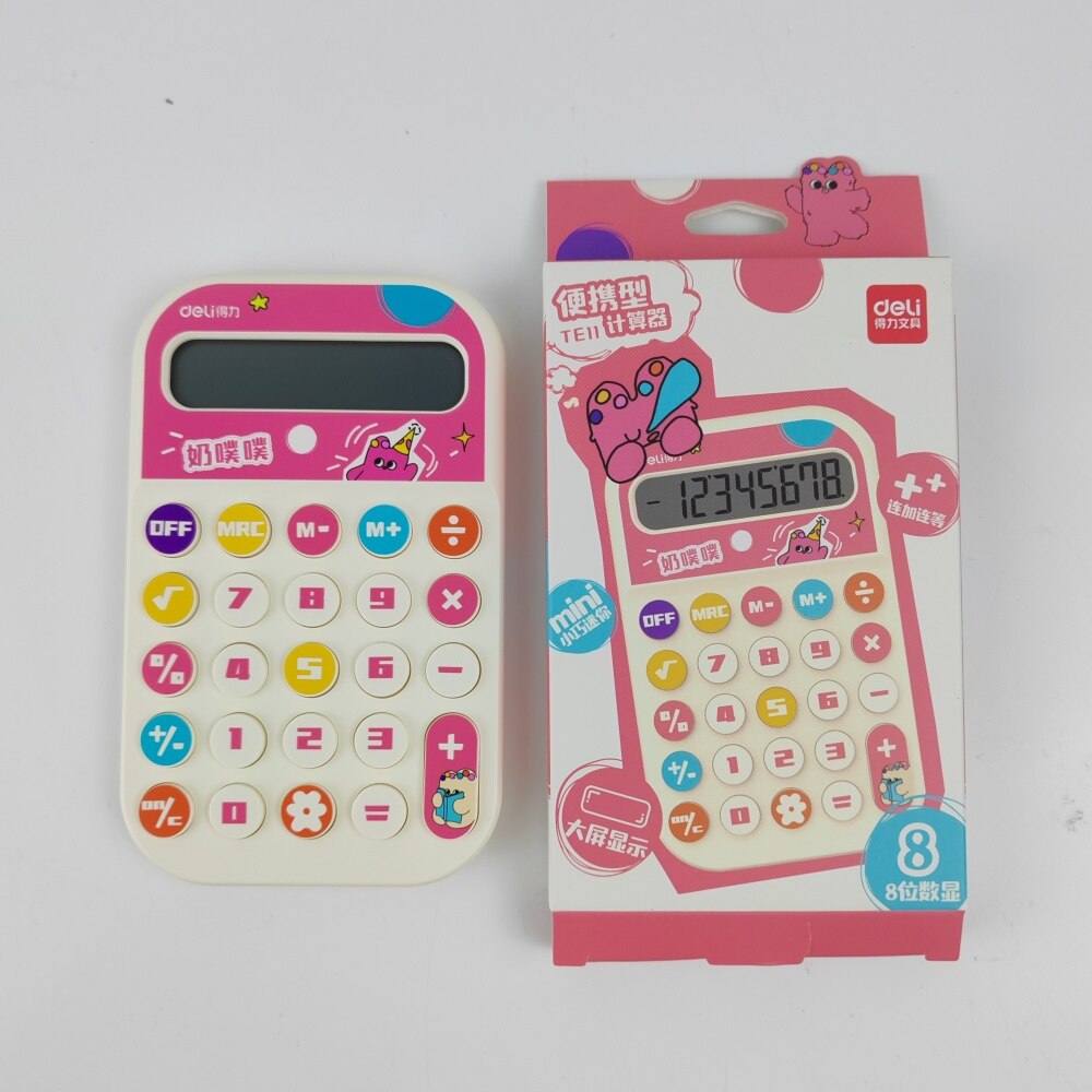 Calculator 8 cifre, Deli, portabil, roz, 13.2x8.3x1.3cm - eMAG.ro