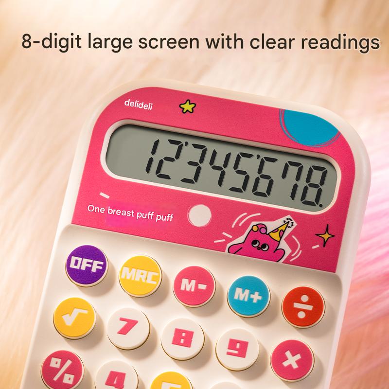 Calculator 8 cifre, Deli, portabil, roz, 13.2x8.3x1.3cm - eMAG.ro
