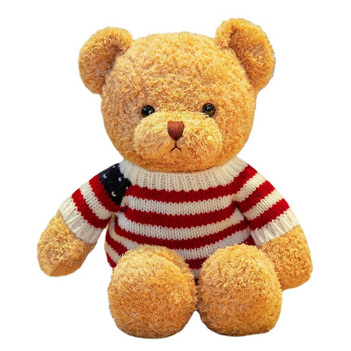 Плюшена играчка Мече, WEPZSXO, 50 см, с папионка, светлокафява, за момчета