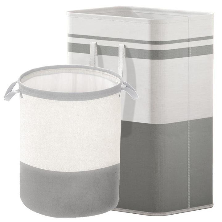 Cos de rufe START MAKERS, 75L, capacitate mare, gri, 40x30x60cm/44x33x33cm, 2PCS