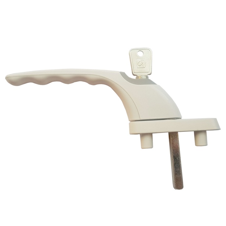Maner pentru fereastra, aluminiu, alb, cu cheie, 170 mm