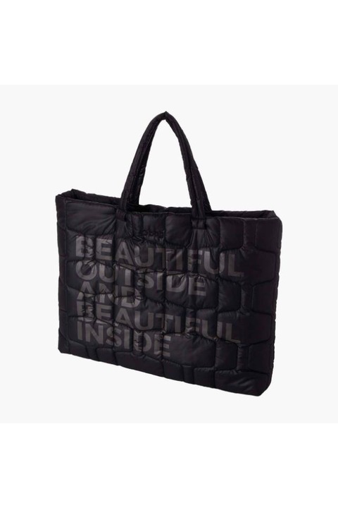 Geanta O bag, Negru, din material textil impermebil