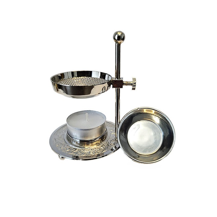 Set, Arzator Tamaie cu Sita, Alama, Surub Metal, Argintiu, + Bol Alama
