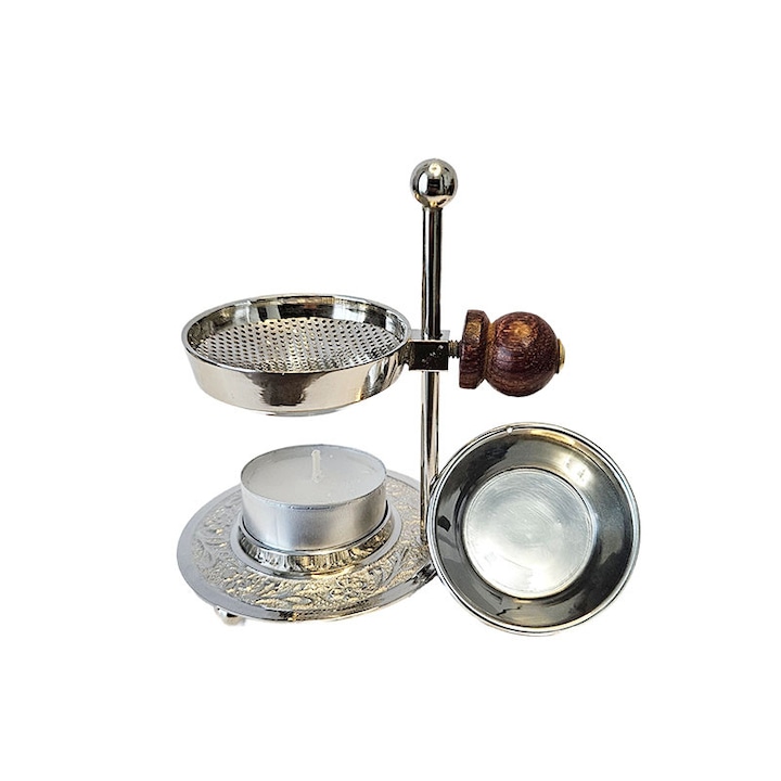 Set Arzator Tamaie cu Sita, Alama, Argintiu, + Bol Alama