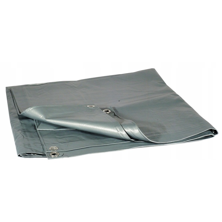 Prelata 6x10m, 300g/m2, argintie, 3 straturi, cuie din aluminiu