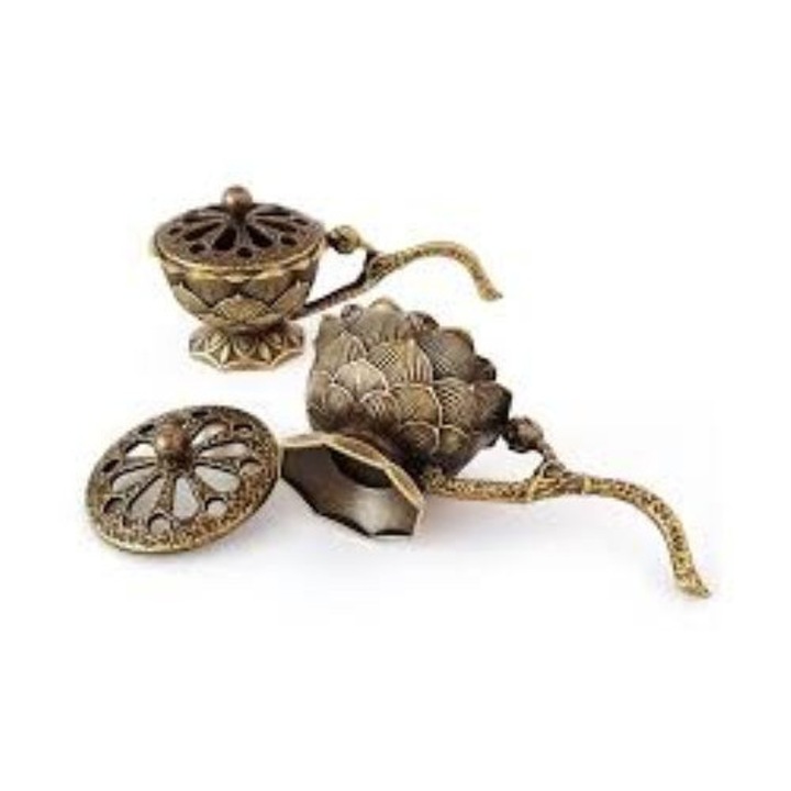 Suport de tamaie Lotus, aliaj vintage, design elegant, bronz, decorativ pentru aromaterapie