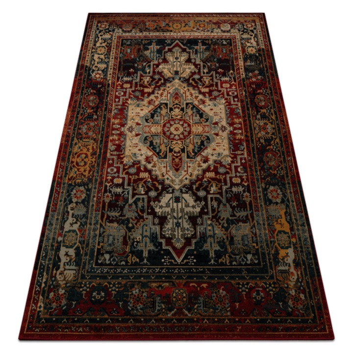 Covor DYWANY ŁUSZCZÓW de lana Polonia ALHAMBRA Ornament, cadru rubin, 235x350 cm