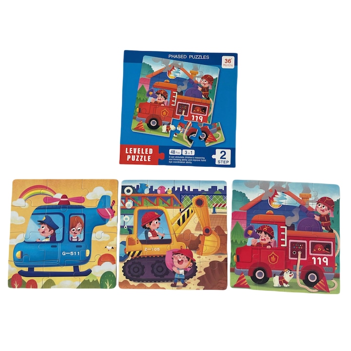 Магнитен пъзел за деца, 3 в 1, 48 части, Многоцветен, 2+ години