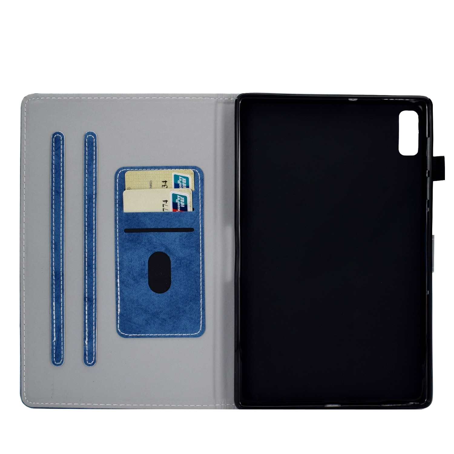 Husa tableta pentru Lenovo Tab M9, textura din material textil de tip marmura, Albastru