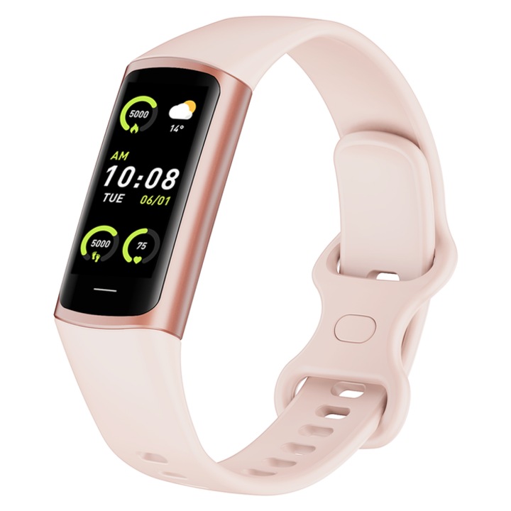 EasyFit idealSTORE fitnesz karkötő, 1,1 hüvelykes AMOLED képernyő, hívás- és üzenetértesítések, egészségfigyelés, 25 sportmód, alvásfigyelés, hőmérséklet-érzékelő, pulzusmérő, antiallergén szilikon szíj, vízálló