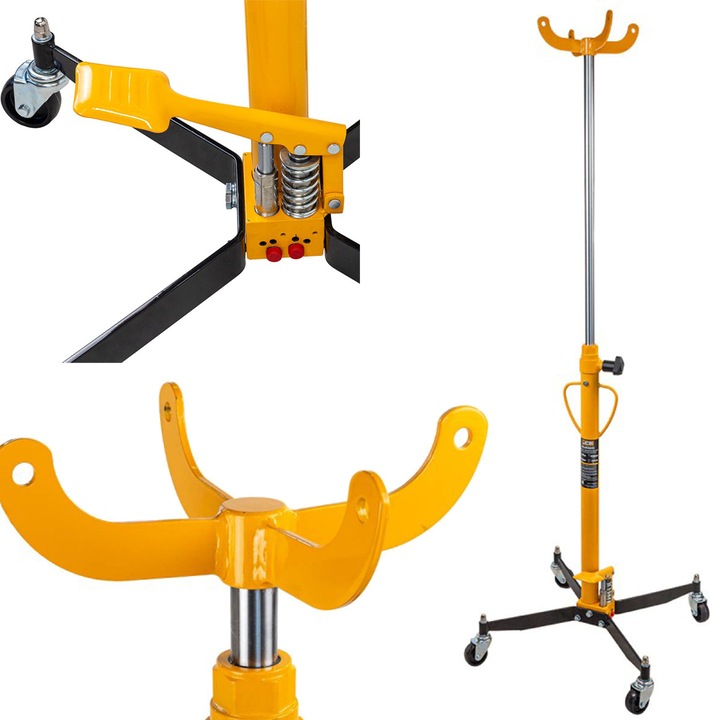 Cric Hidraulic, JCB, Capacitate Maxima: 500 kg, Tip: Suport Cu Pedala, Roti Pivotante, 1000 mm x 1000 mm x 100 mm