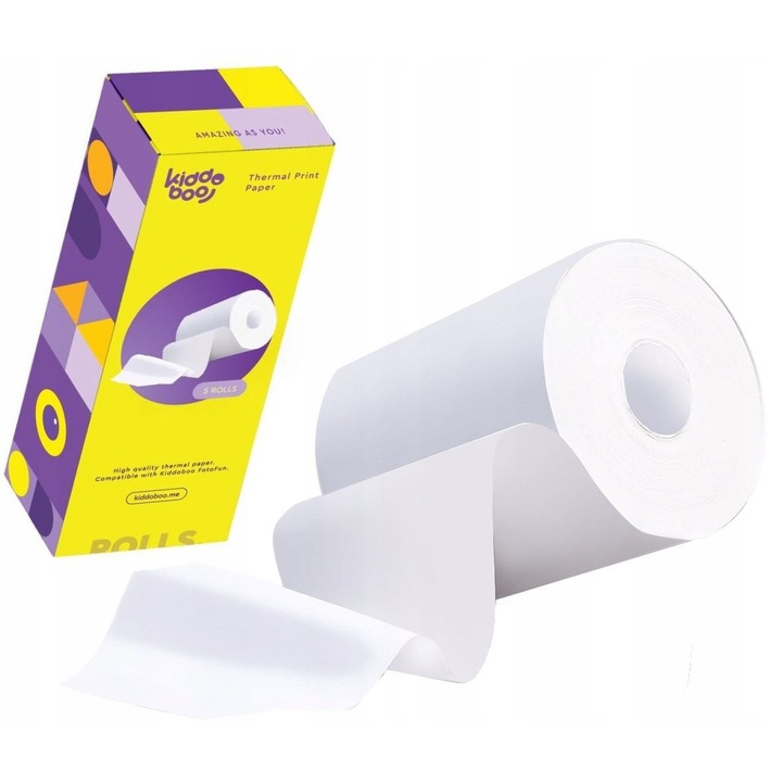 Rezerva de hartie alba 5x rola 57mm 57mm x 6m pentru Kiddoboo X2 P83 P80, KBP80ROL