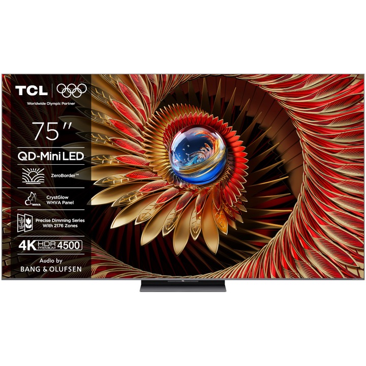 Televizor Mini LED TCL 75Q8C, 189 cm, Google TV, Ultra HD 4K, 100 Hz, Clasa D