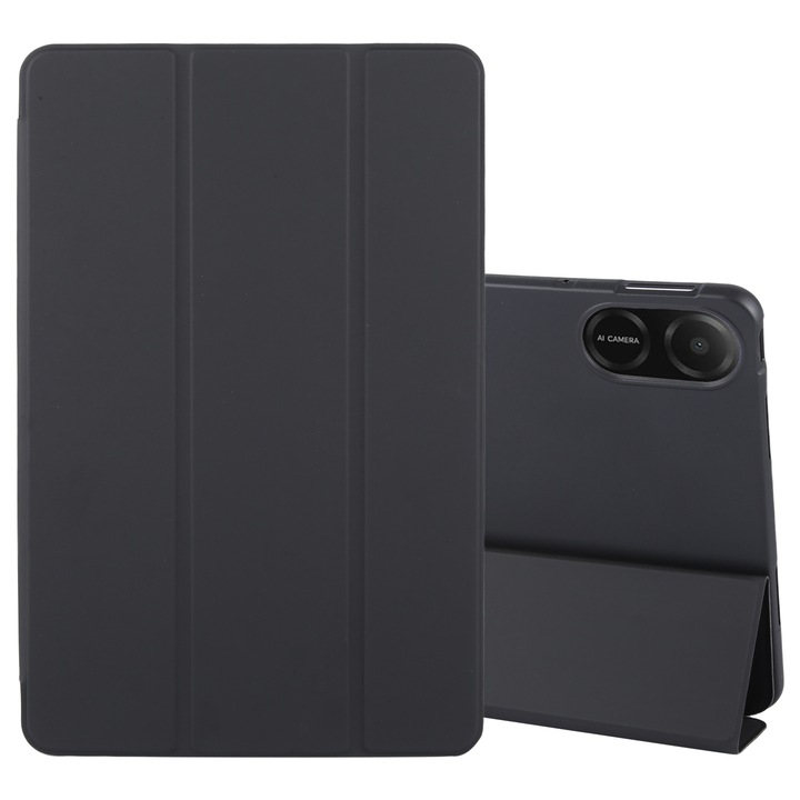 Husa tableta pentru Honor Pad X8a / X9, piele siliconata, tip tri-fold, inchidere magnetica, protectie completa, negru