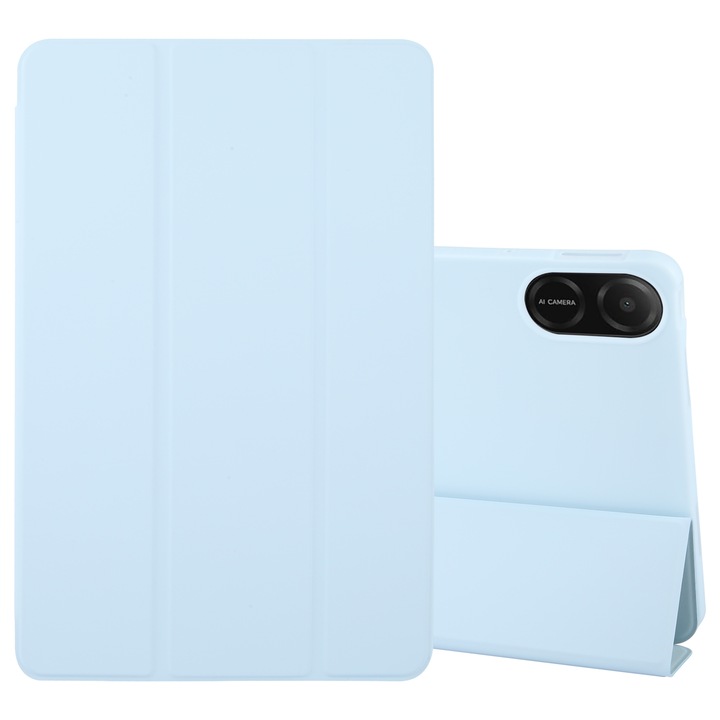 Husa tableta pentru Honor Pad X8a / X9, piele siliconica, tip tri-fold, acces complet la porturi, culoare albastru de gheata