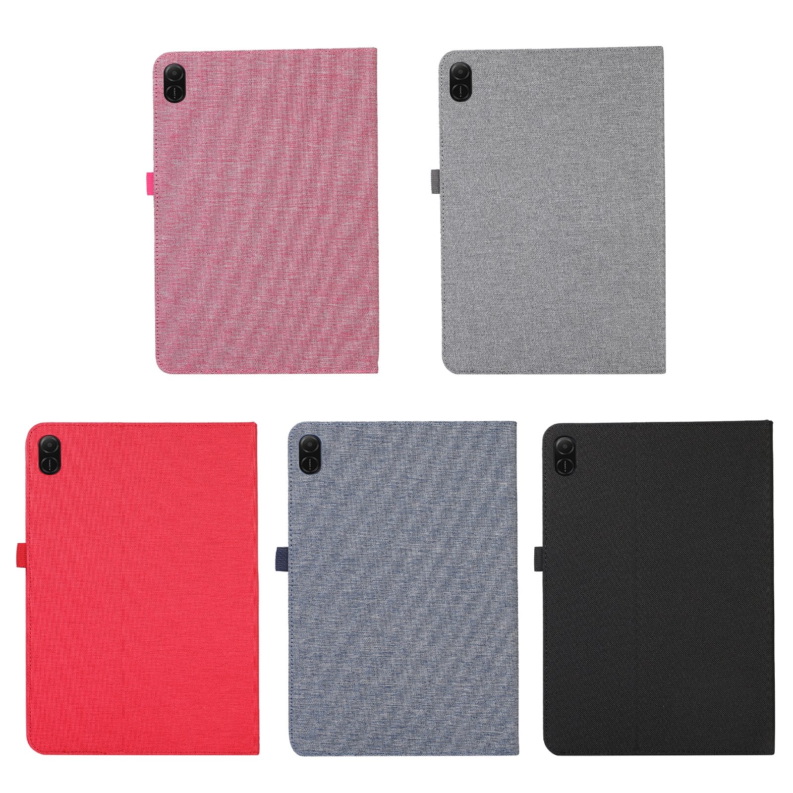 Husa tableta pentru Honor Pad X8a / X9, textura panza, design orizontal tip carte din piele PU + TPU (rosu roz)