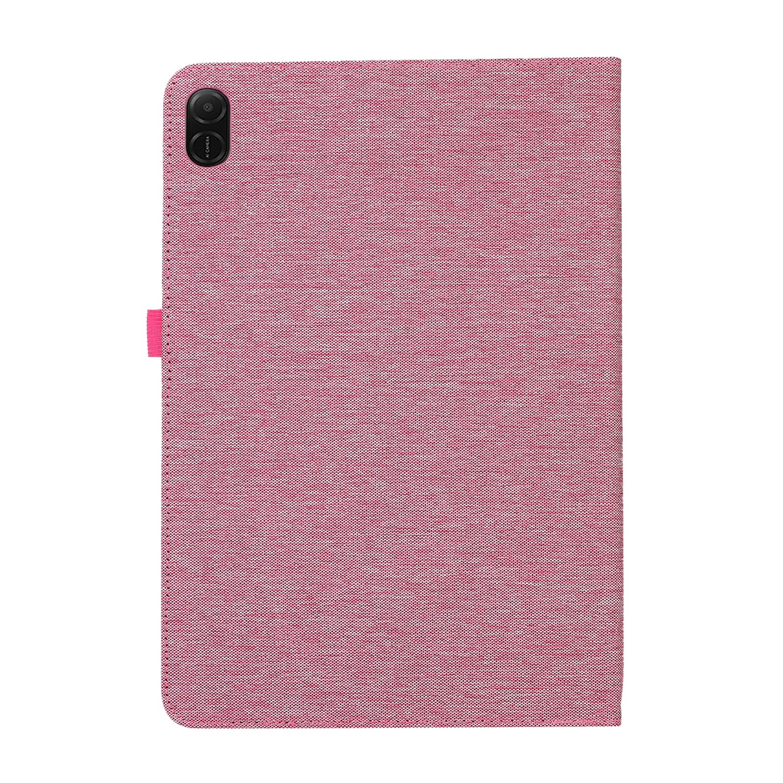 Husa tableta pentru Honor Pad X8a / X9, textura panza, design orizontal tip carte din piele PU + TPU (rosu roz)