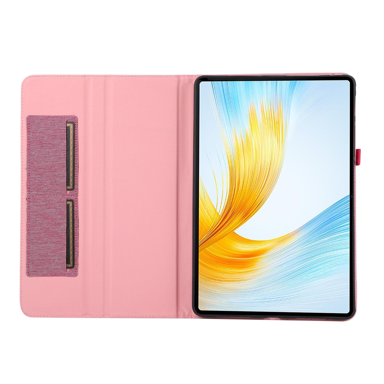 Husa tableta pentru Honor Pad X8a / X9, textura panza, design orizontal tip carte din piele PU + TPU (rosu roz)