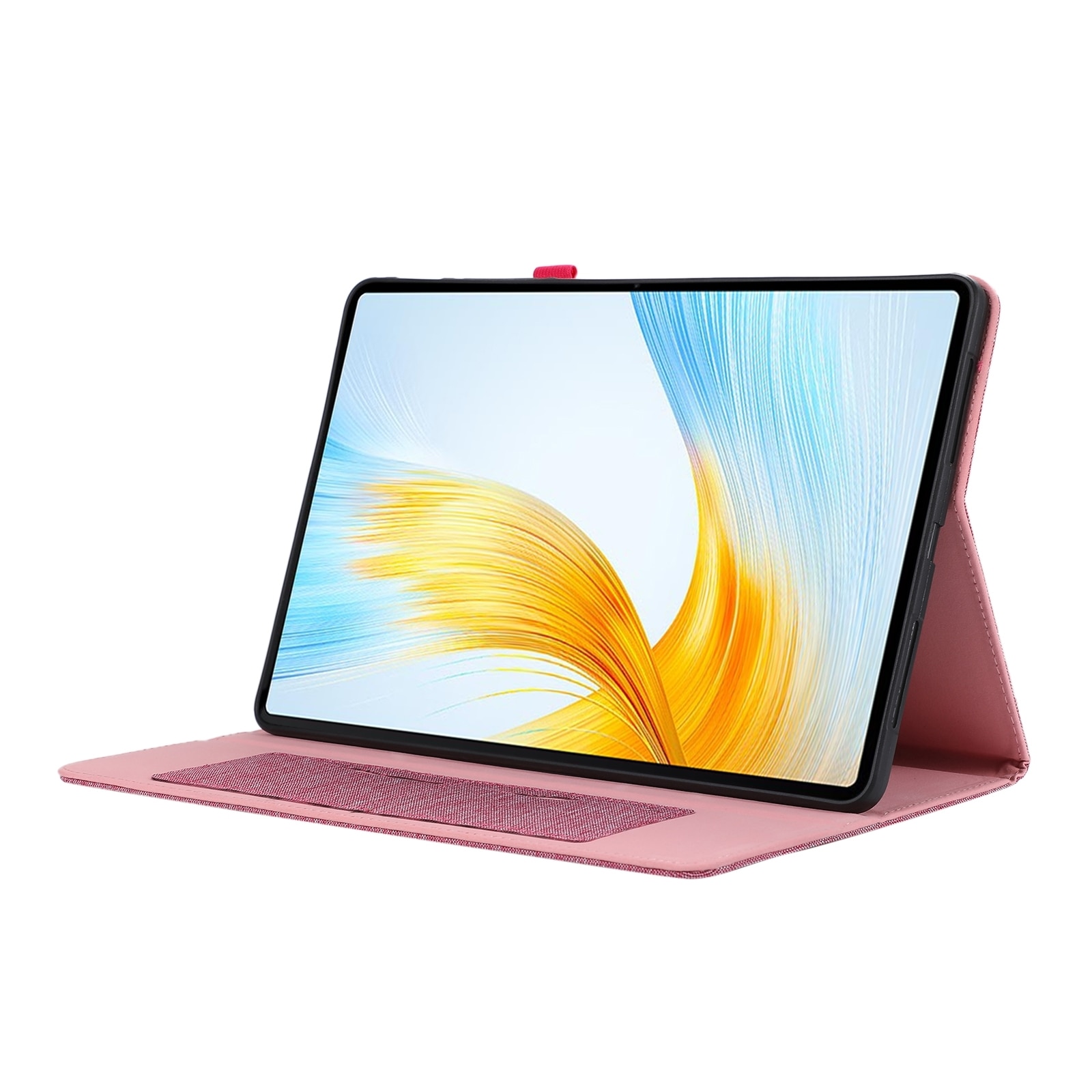 Husa tableta pentru Honor Pad X8a / X9, textura panza, design orizontal tip carte din piele PU + TPU (rosu roz)