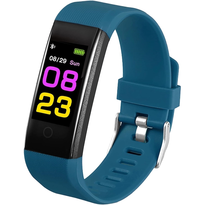 Bratara fitness S5, i4FIT®, Ecran tactil de 0.96 Inch TFT, Notificari APP, Pendometru, Tensiune arteriala, Oxiometru, Sedentarism, Glicemie, Temperatura, Ritm cardiac, Control camera, IP 68, 16 moduri sportive, Gri