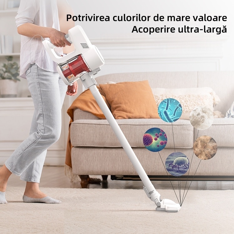 Aspirator vertical, 400 W, 14 KPa, capacitate butoi de praf de 800 ml, lungime cablu 5 m, filtrare cu cinci straturi de inalta eficienta, protejeaza-ti sanatatea, alb