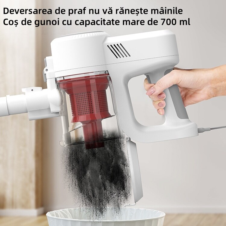 Aspirator vertical, 400 W, 14 KPa, capacitate butoi de praf de 800 ml, lungime cablu 5 m, filtrare cu cinci straturi de inalta eficienta, protejeaza-ti sanatatea, alb