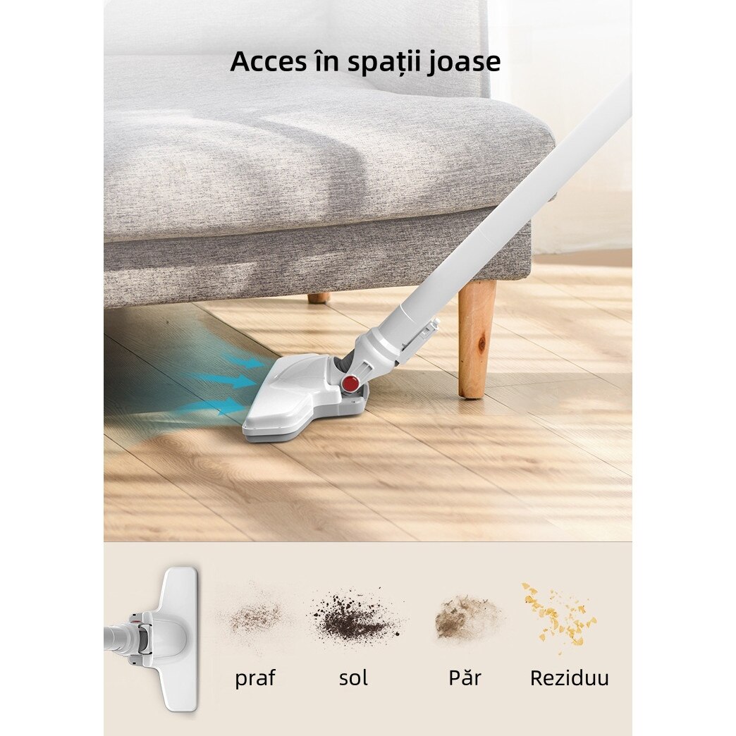 Aspirator vertical, 400 W, 14 KPa, capacitate butoi de praf de 800 ml, lungime cablu 5 m, filtrare cu cinci straturi de inalta eficienta, protejeaza-ti sanatatea, alb