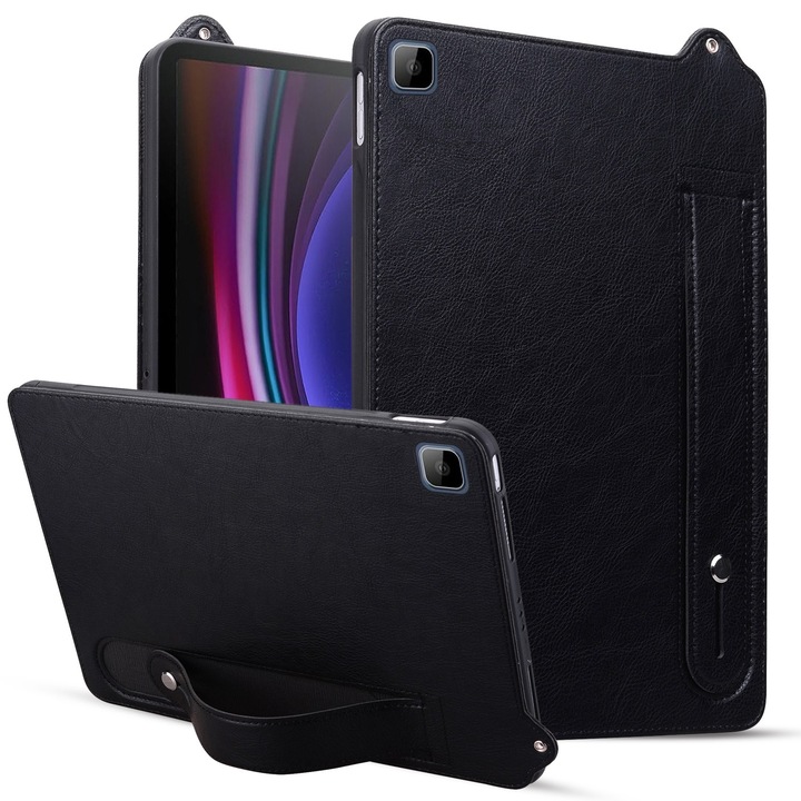 Husa tableta pentru Honor Pad 6 / X8 / X8 Lite, piele TPU, spate cu curea de mana, negru