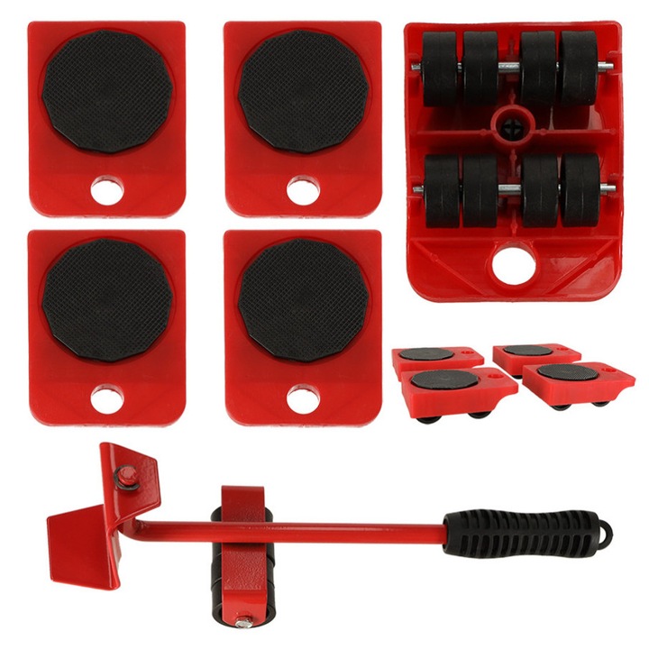 Set de role pentru transportul mobilei, cu ridicare, 5 in 1