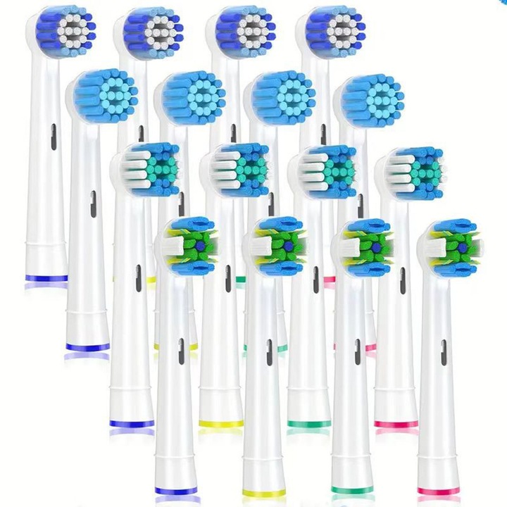Rezerve periuta de dinti electrica, BOMSTOM, compatibile Oral b Vitality Pro Smart Genius, 16 buc, Alb