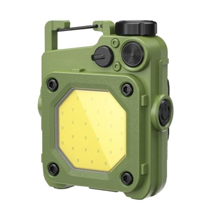 Мини джобен фенер тип ключодържател, Danex, зареждане чрез USB Type C, многофункционален, за открито, къмпинг, алпинизъм, колоездене, мини фенер Elvis, 6.1 x 5 x 2.5 см, силна светлина, зелен цвят