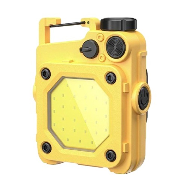 Мини джобен фенер тип ключодържател, Danex, зареждане през USB Type C, многофункционален, за открито, къмпинг, алпинизъм, колоездене, мини фенер Elvis, 6.1 x 5 x 2.5 см, силна светлина, жълт цвят