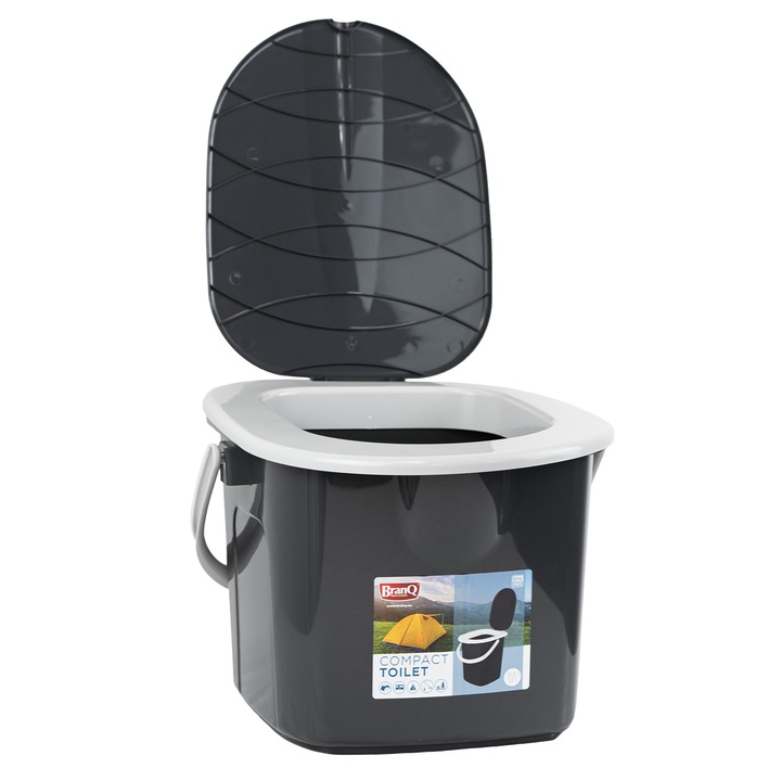 Toaleta Portabila Pentru Camping, Edanti, 15.5 L, Rulote, Pescari, Cabane, Plastic, Negru