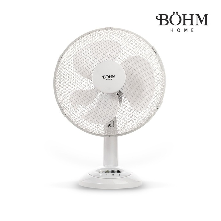 Ventilator de Birou 12" BÖHM BLTF-1203 – 40W, 3 Trepte de Viteza, 3 Pale Rezistente, Motor Sigur cu Protectie Termica, Cablul 1.5m, Design Compact, Eficient si Silentios