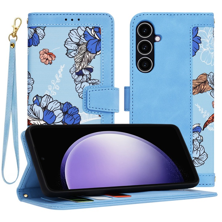 Husa pentru Samsung Galaxy S23 FE, din Piele Ecologica, Danex, Culoare Albastru Deschis