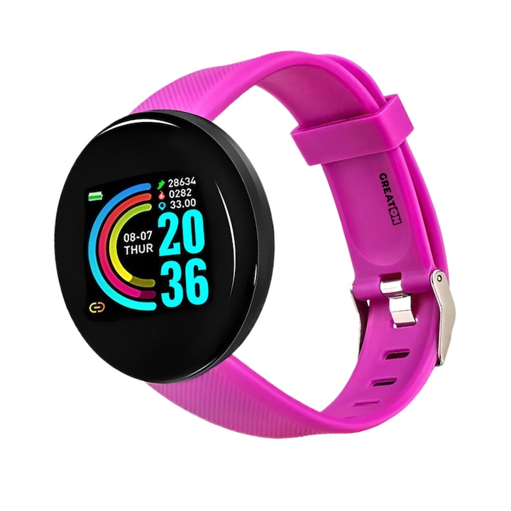 Bratara fitness, masurare ritm cardiac si alte functii ale organismului, Bluetooth, USB, SYNO, negru
