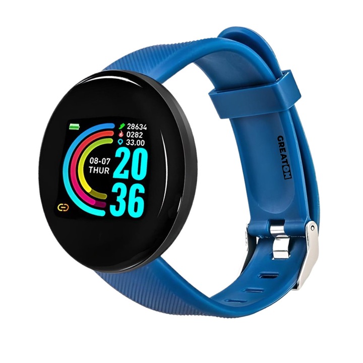 Bratara Fitness Smart GREATON, Rezistenta La Apa IP65, Bluetooth 4.0, Display Oled Color Touch, Culoare Albastru
