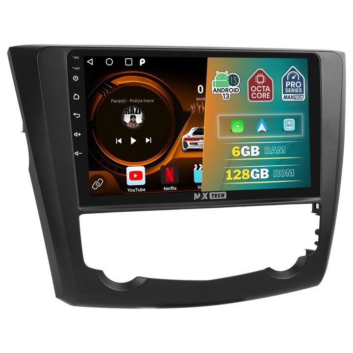 Navigatie Renault Kadjar 2015-2018 dedicata, MaxTech® PRO SERIES, 6 GB Ram 128 GB Rom OctaCore, Carplay & Android auto, Ecran 9” HD Touch, GPS, Wifi, Bluetooth, Radio, USB, EQ, DSP, Waze, Youtube