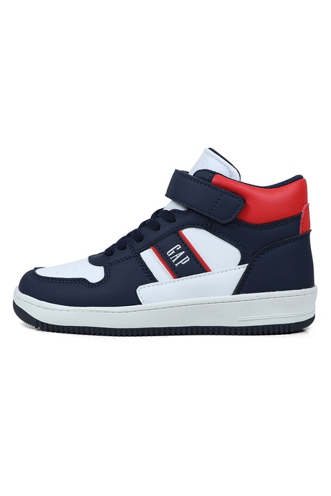 GAP, Pantofi sport mid-cut din piele ecologica, Rosu/Alb/Bleumarin, 29 EU