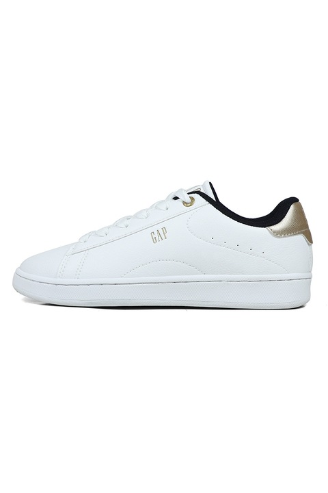 GAP, Pantofi sport uni de piele ecologica, Alb/Auriu