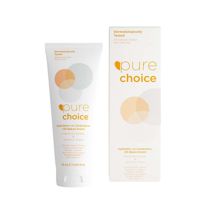 Pure Choice revitalizáló arckrém C-vitaminnal (10%) és B-vitamin komplexszel (10%), 75 ml