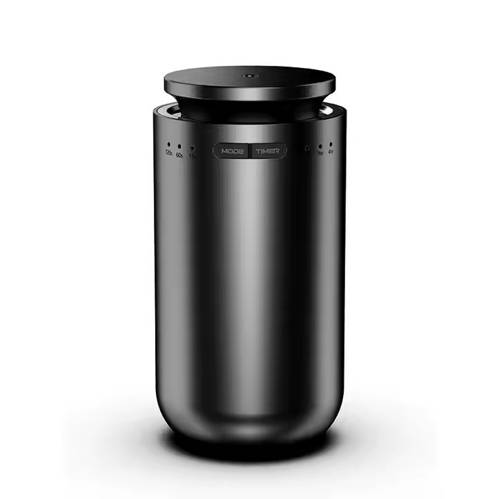 Autós légfrissítő, SARYTA, Intelligens aromaterápiás diffúzor, Be-ki érzékelő, Aerodinamikus alumíniumötvözet, 15 ml illóolaj, 3 illatmód, Vezeték nélküli, Hordozható, USB-n újratölthető, Hipoallergén, Fekete