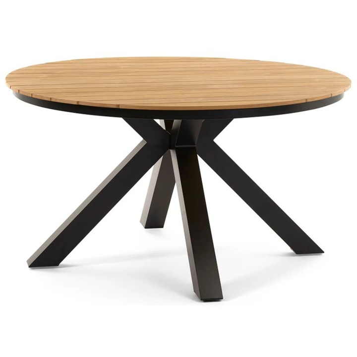 Masa rotunda gradina/terasa, Maison Mex BAHIA, H.75 D.140 cm, negru/natur